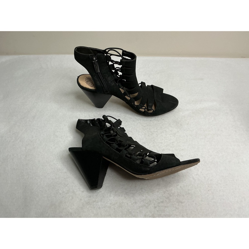 Vince Camuto Black Gladiator Cage Sandals Heels 9W